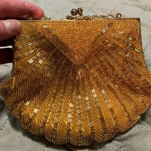 Vintage LaRegale Gold Beaded Clutch Purse